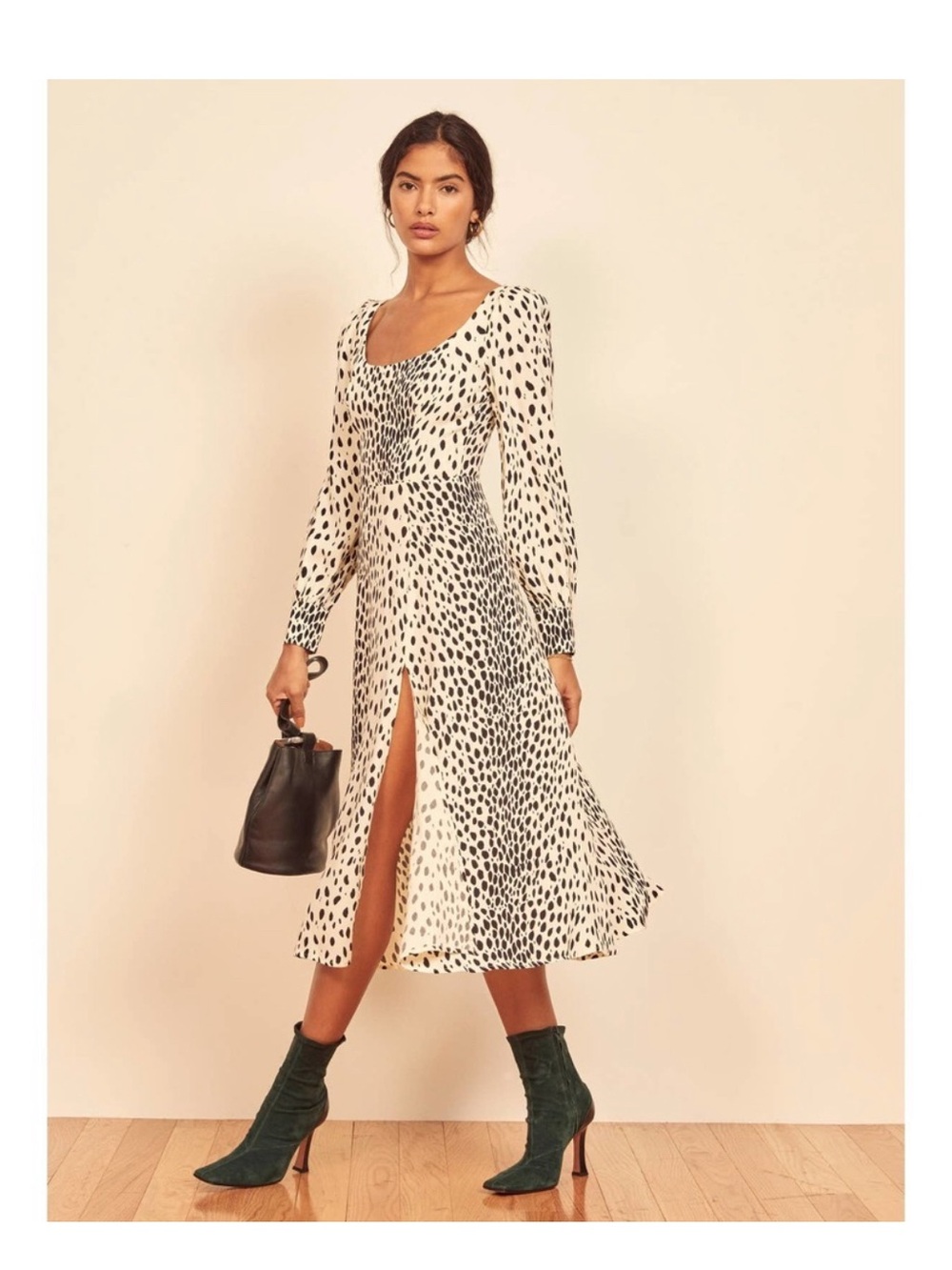 Reformation Alessi Crepe Midi Dress Cheetah Size 10